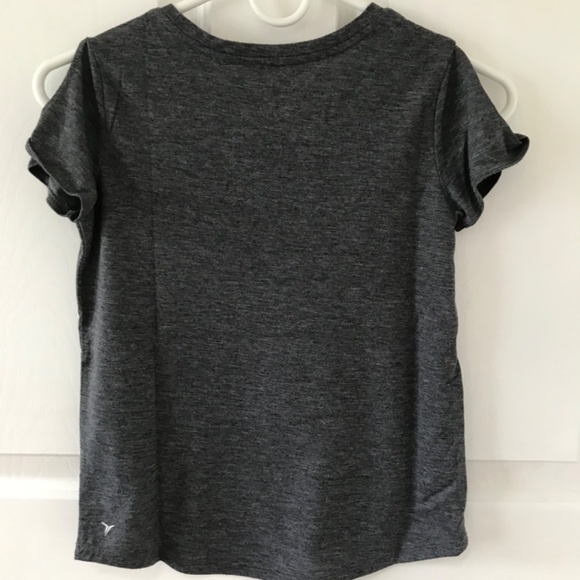 Old Navy Active gray gold Girls Rule Tee shoulder cutouts Girls Size 10 /12 - Picture 9 of 13